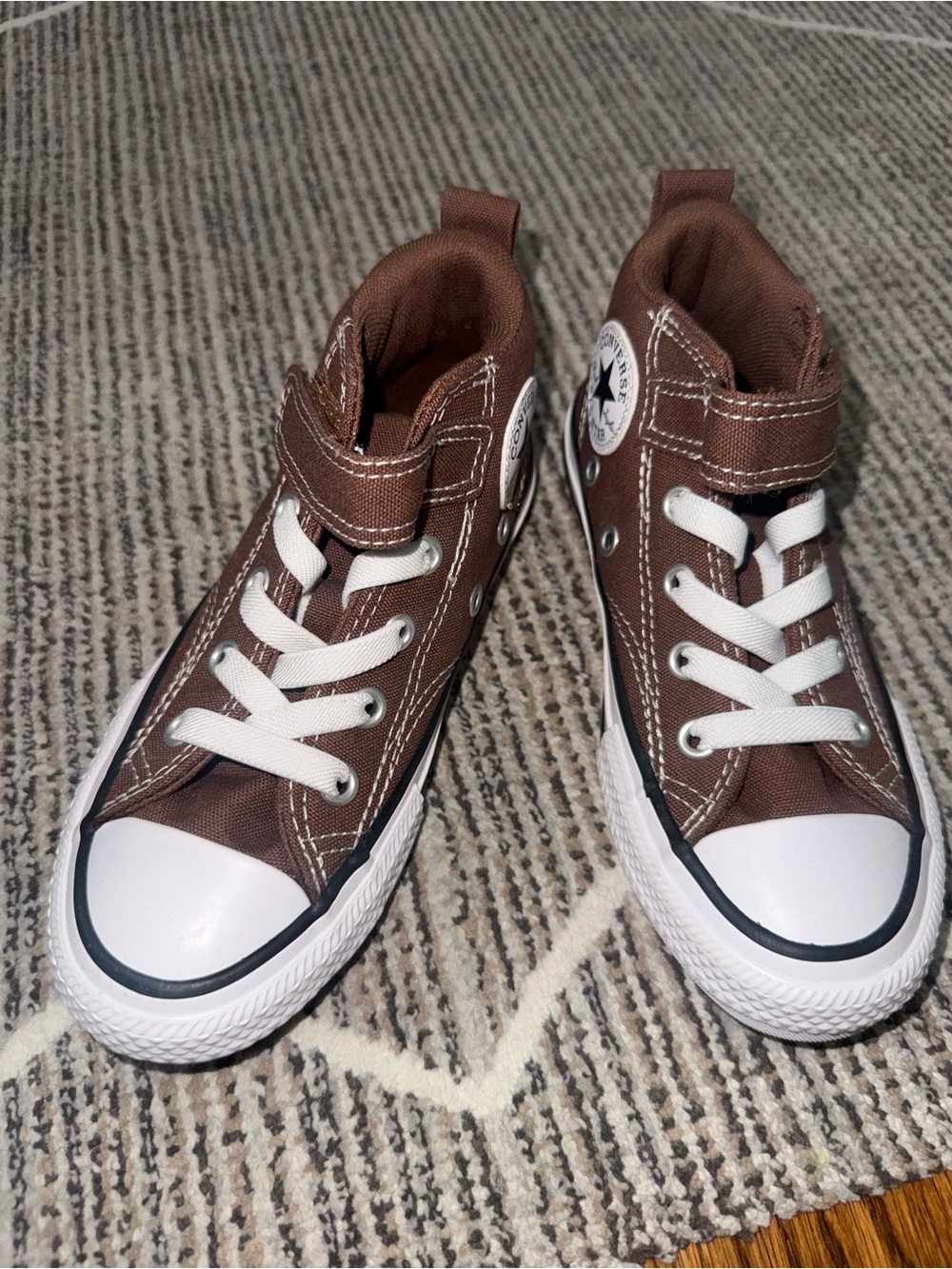 Converse Kids High Top Sneakers in Brown and White